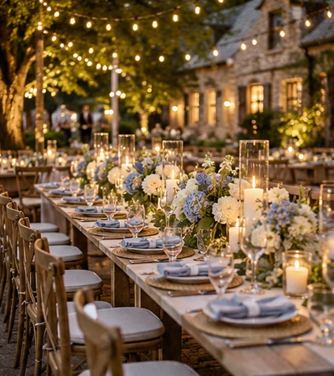 Decorations and setting for the fictional wedding